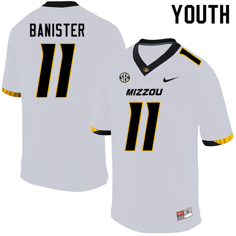 Youth #11 Barrett Banister Missouri Tigers College Football Jerseys Sale-White